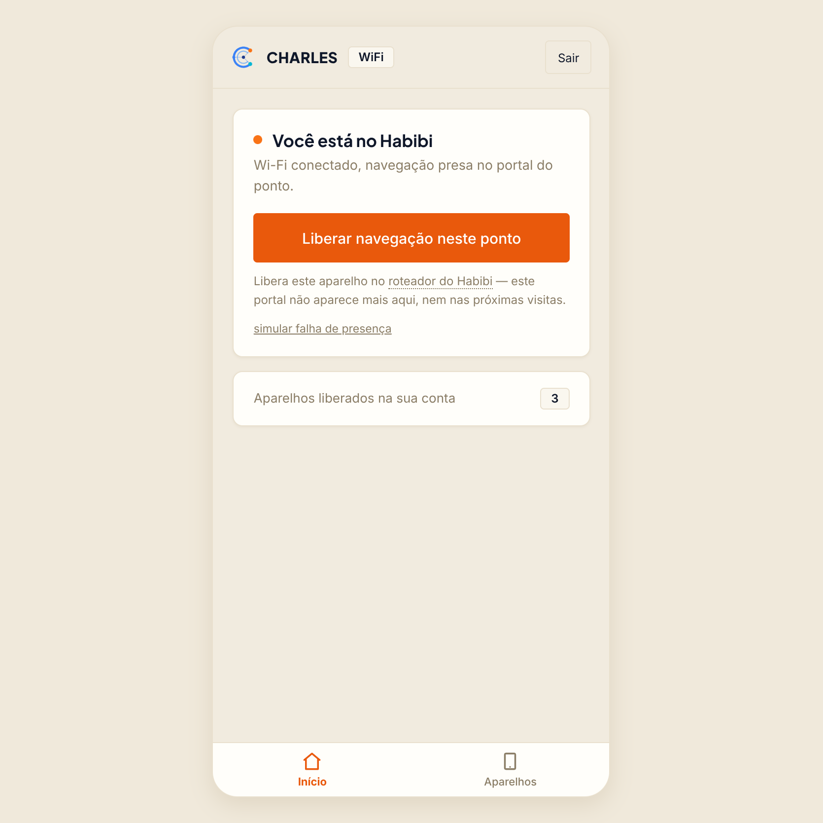 App CHARLES no celular